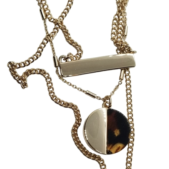 NINE WEST NWT GOLDTONED & ANIMAL PRINT PENDANT LAYERED NECKLACE - Picture 6 of 8